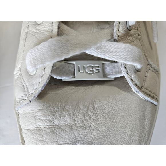 UGG Women's 8 Dinale Sneakers Shoes Leather Cow Print Laces Low Top Logo Active - Picture 5 of 10